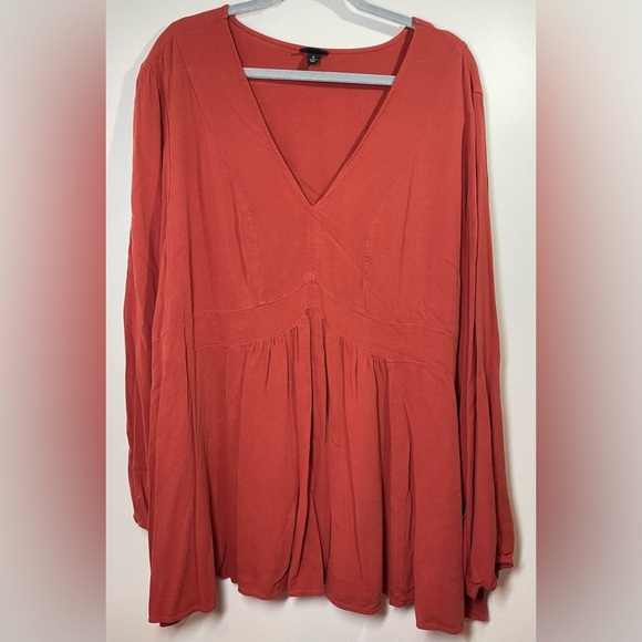 TORRID Babydoll Rayon Crepe Top Size 4X Rust Color - Picture 1 of 9